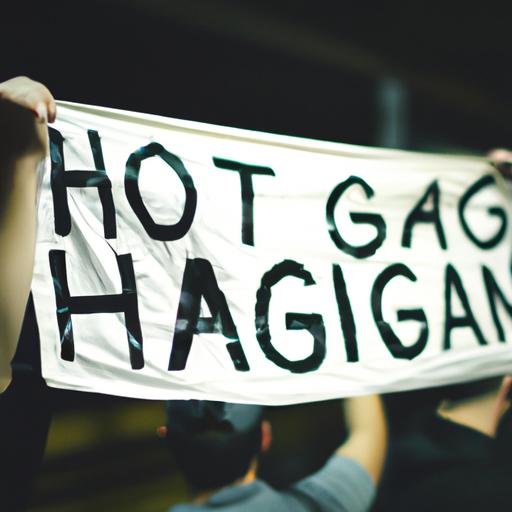 Cổ động viên cầm biểu ngữ chống Hooligan